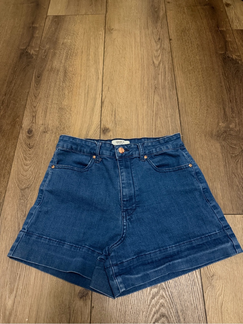 Forever 21 Dark Blue High-Rise Denim Shorts